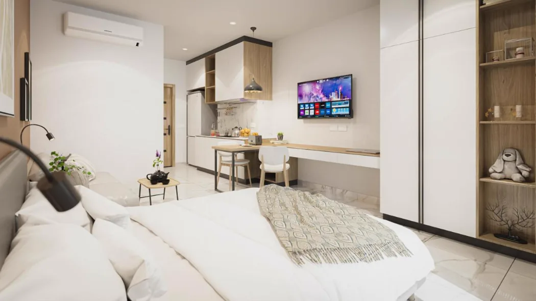 LZ Sea View Premium, namešten studio, render developera