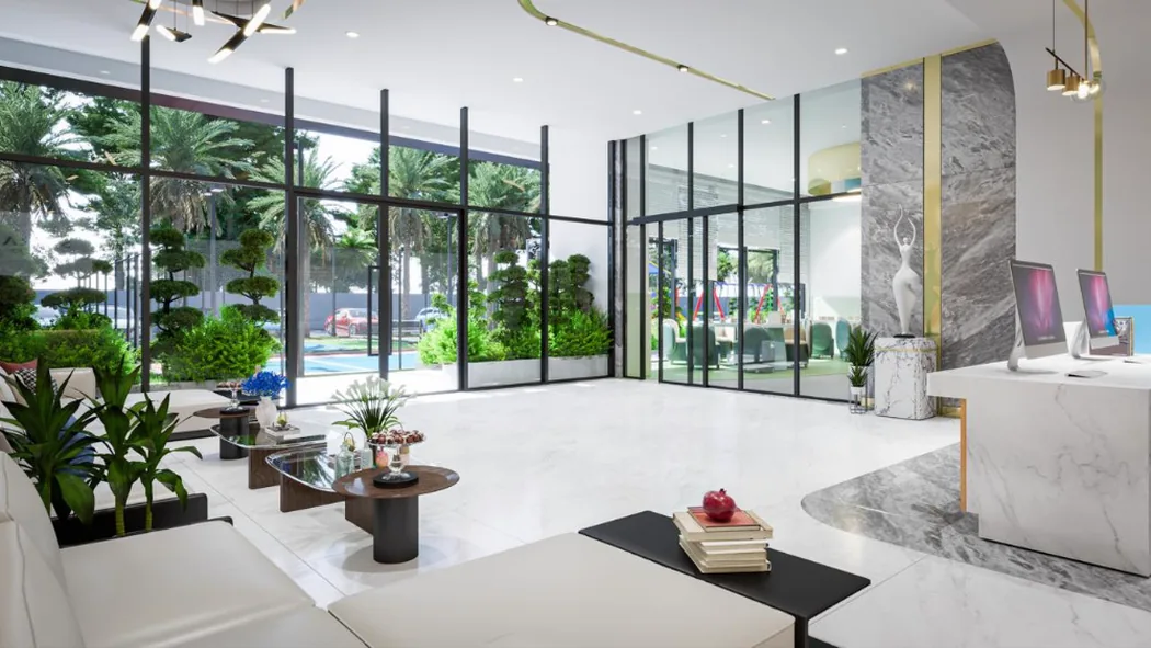 LZ Sea View Premium, ulazni hol sa staklenom fasadom, render developera