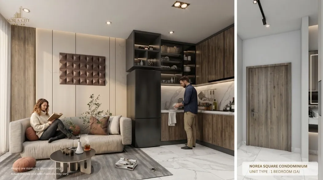 Norea Square, dnevna soba, render developera