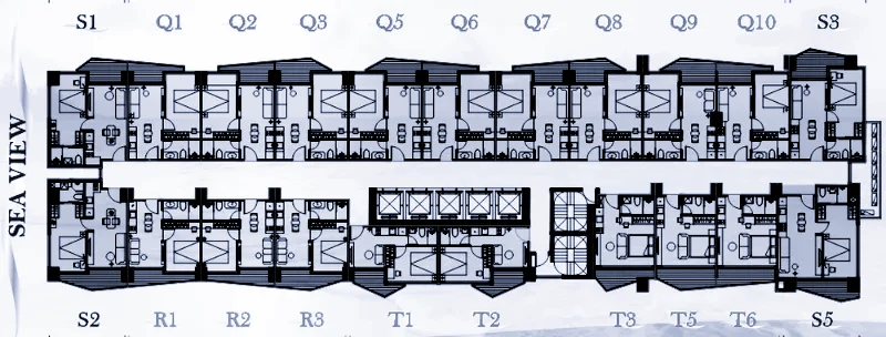 Time Square 10, osnova tipskog sprata kule Ocean Crystal, stanovi S, Q, R i T, prikaz developera